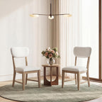 COLAMY Solid Wood Dining Chairs Set of 4, Mid Century Modern Upholstered Kitchen Chairs with 3.3" Thick Cushion & Anti-Slip Pads, Farmhouse Rubber Wood Dining Room Chairs, Oak Nature