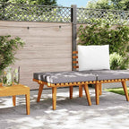 Solid Acacia Wood Footrest with Cushion for Garden Patio, Garden Ottoman Stool, 23.6x23.6x11.4 Inches