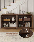 1pcs Sideboard Cabinet Buffet Cabinet with Storage with Adjustable Shelves and Handle-Free Design Suitable for Kitchens,Hallway,and Living Rooms Brown