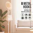 Coat Rack with Real Marble Base, Freestanding Metal Clothing Rack with 8 Hooks, Modern Hall Tree for Entryway, Bedroom & Office, Space Saving Coat Hanger Stand for Small Spaces (White)