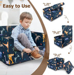 Kids Couch, 2-in-1 Kids Fold Out Couch, Convertible Kid Sofa to Lounger for Girls and Boys, Soft Toddler Chairs Comfy 1-3 Years Old (Dinosaur)