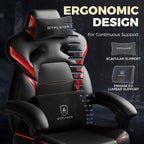 GTPLAYER Big and Tall Gaming Chair for Adults, Ergonomic Office Chair with Footrest, Heavy Duty 350 lbs Capacity, High Back, Premium Leather & Iridescent Trim, ACE-Armor, Black & Red