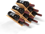 8 Bottle Bamboo Small Wine Rack for Countertop, No Tools Assembly, Modern Lattice Design, Durable, Wine and Liquor Bottle Storage for Small Spaces