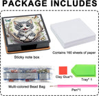 Cat Diamond Painting Kit Note Box,Memo Paper Storage Box Diamond Art,Sticky Note Holder Diamond Art,Diamond Painting Memo Pad For Office Desk. (Cat)