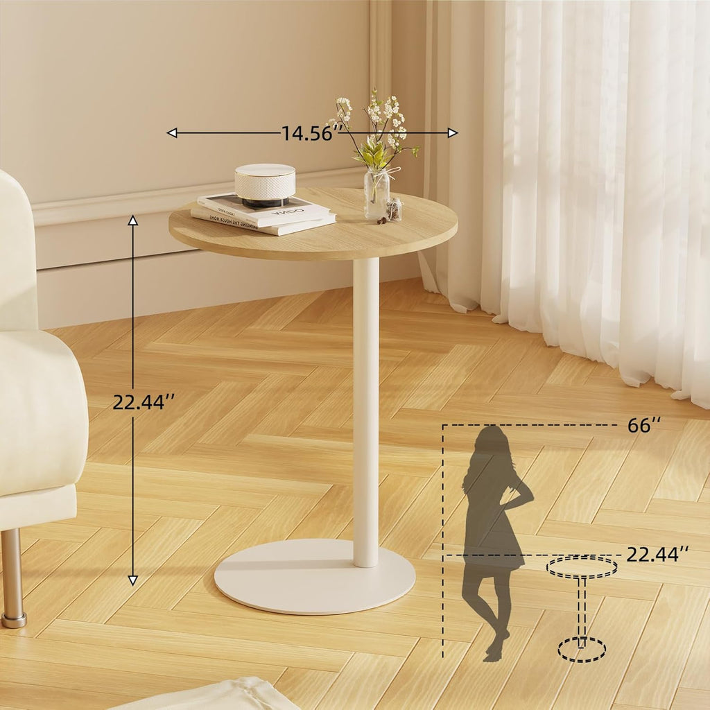 C Shaped Round End Table, Small Side Table for Couch,Tv Trays for Eating,Snack Sofa Tray Table with Metal Leg for Living Room, Bedroom, Bedside,and Office (Rustic Oak)