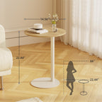C Shaped Round End Table, Small Side Table for Couch,Tv Trays for Eating,Snack Sofa Tray Table with Metal Leg for Living Room, Bedroom, Bedside,and Office (Rustic Oak)