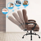 Erogonomic Reclining Office Chair with Footrest, High Back Fabric Cute Comfortable Recliner Office Desk Chair with Leg Foot Rest for Women,Brown
