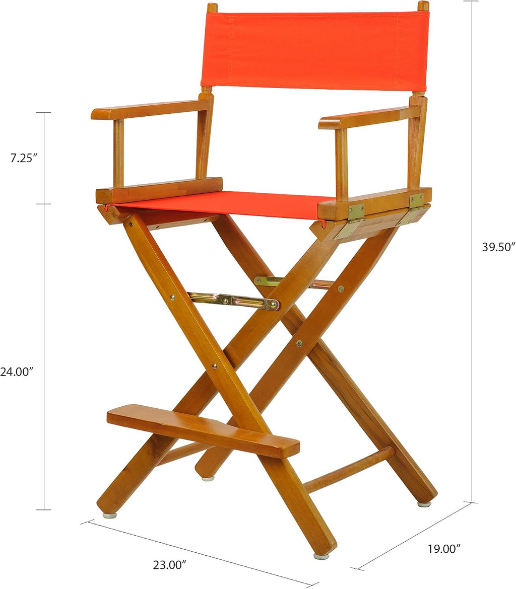 Casual Home Director's Chair ,Honey Oak Frame/Orange Canvas,24" - Counter Height