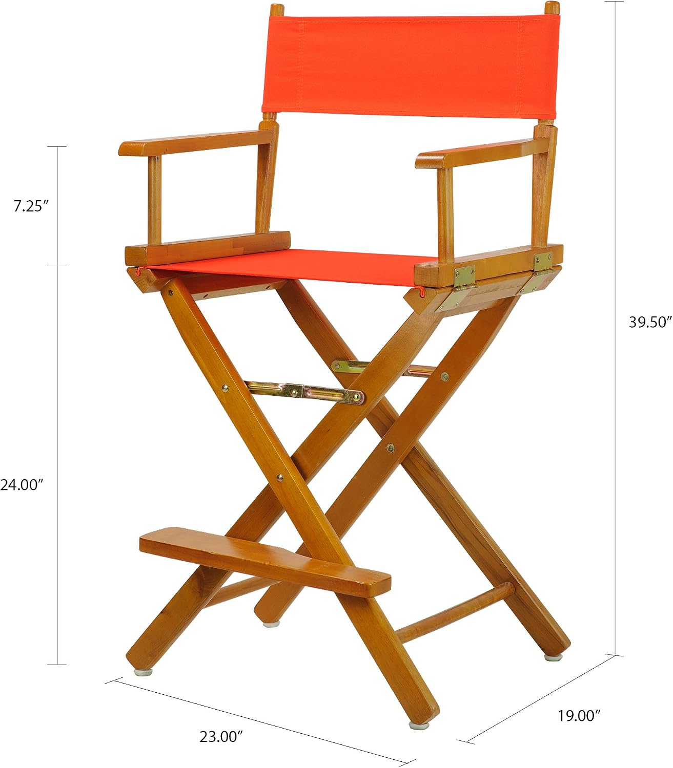 Casual Home Director's Chair ,Honey Oak Frame/Orange Canvas,24" - Counter Height