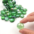 Flat Glass Marbles 1 Pound Vase Filler Fire Pit Glass Pebbles for Indoor Plants, Aquarium Fish Tank Decorations, Home Decor, Fire Pit, Landscaping, Arts Crafts (Green)