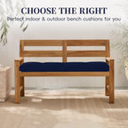 Bench Cushion for Indoor/Outdoor Furniture, Waterproof Patio Bench Seat Cushion with Non-Slip Bottom, 42x16x4 inch, Navy
