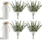 19" Fake Plants with Vase,40 Faux Eucalyptus Stems 2 White Ceramic Vases Realistic Artificial Plants indoor Artificial Greenery Stems in Vases for Centerpieces Bathroom Bedroom Modern Farmhouse Decor