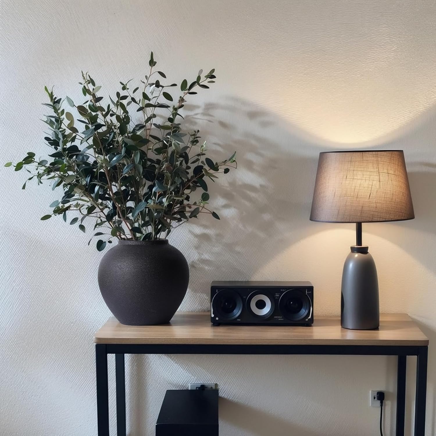 Rustic Ceramic Vase, 8.3" Black Farmhouse Tall Vase, Vintage Vases, Modern Terracotta Decor Vases for Home Decor, Living Room, Entryway, Table Centerpieces, Shelf, Kitchen, Housewarming Gifts