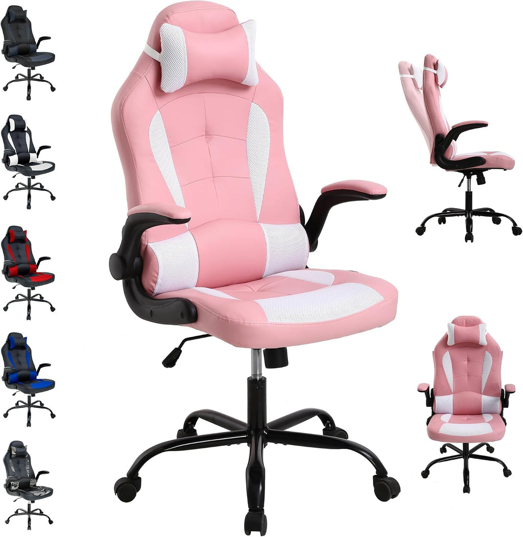 Gaming Chair with Headrest & Lumbar Support - Big & Tall, Height Adjustable, Ergonomic PC Gaming Chair in PU Leather