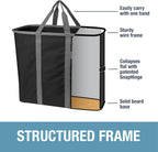 CleverMade Collapsible Laundry Caddy – Foldable Laundry Hamper & Tote, XXL 64L Pop-Up Laundry Basket with Handles, Space-Saving Laundry Organizer for Home, Dorm, Closet & Travel, 2 Pack - Black Gray