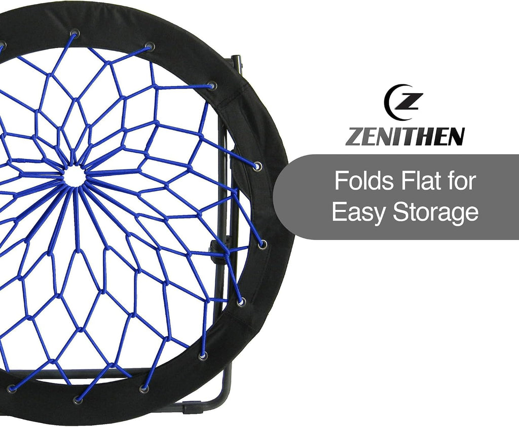 Zenithen 29” Bunjo Bungee Chair, Indigo (Pack of 2) | Foldable. Lightweight, Portable, Collapsible Seating