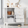 Bathroom Storage Cabinet with 4 Drawers,Metal Bathroom Floor Cabinet with Door and Shelves,Toilet Paper Storage Cabinet for Bathroom, 33" H x 31.5" W x 15.75" D,White