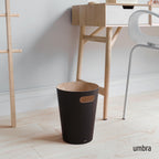 Umbra Woodrow 2-Gallon Modern Wooden Trash Can Wastebasket, Attractive Bin for Garbage or Recycling, Suitable for Home or Office, Black