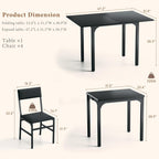HUAHUU Dining Table Set for 4, Extendable Kitchen Table Cushion Chairs Set of 4, Rectangle Dining Table with Metal Frame & MDF Board, Folding for Small Apartment Saving Space, Black