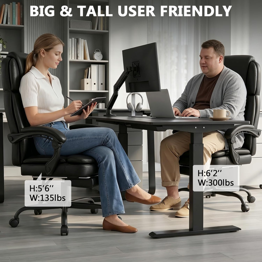 Executive High Back Home Office Chair with Foot Rest & Adjustable Headrest for Lower Back Pain Relief, Comfy Ergonomic Computer Desk Chair 400lb, Padded PU Leather Chair, Pocket Spring seat