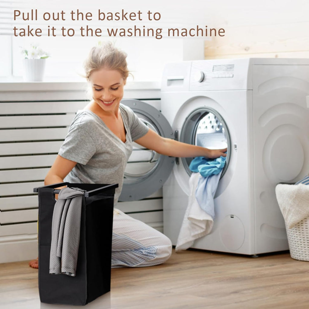 Laundry Sorter 3 Section, Laundry Hamper with Shelf and 3 Pull-Out Removable Bags, Large Capacity Clothes Basket with Metal Frame for Laundry Room Bathroom Apartment, 3 x 11.5 Gallons