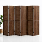 6 Panel Pegboard Room Divider, 5.6 Ft Folding Privacy Screen, Freestanding Wooden Display Board Organizer for Craft Show, Jewelry Display, Bedroom, Office, Brown