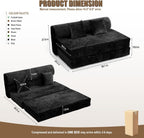 59" Convertible Sofa Bed with High Backrest & Washable Cover, Compression Boneless Couch in a Box, Sectional Loveseat Floor Sleeper Sofa for Bedroom, Living Room, BlackFleece