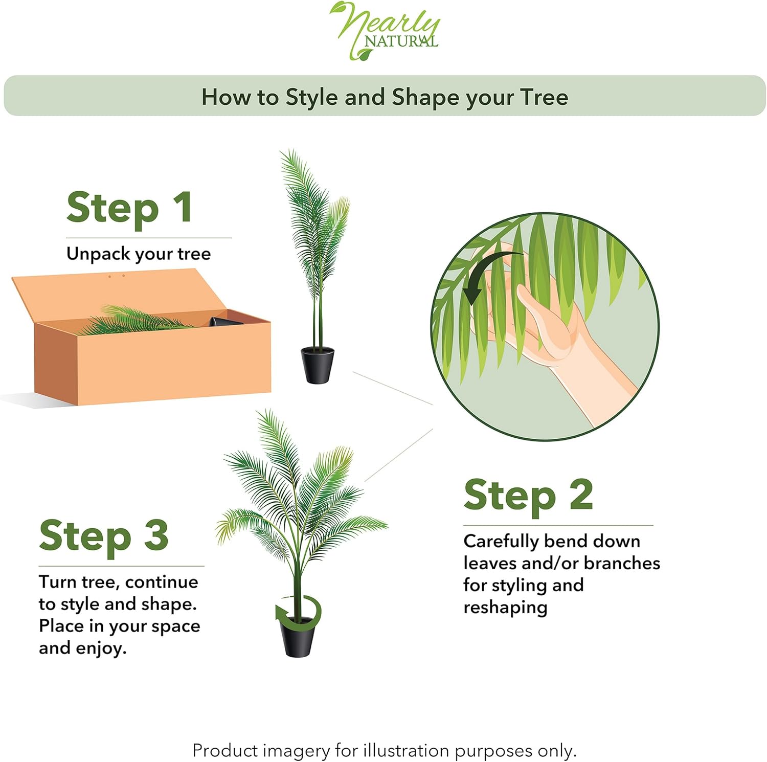 Nearly Natural 6.5ft Artificial Golden Cane Palm Tree, Lifelike Silk Indoor Palm With Three Textured Trunks Flexible Fronds Nursery Planter, Low Maintenance