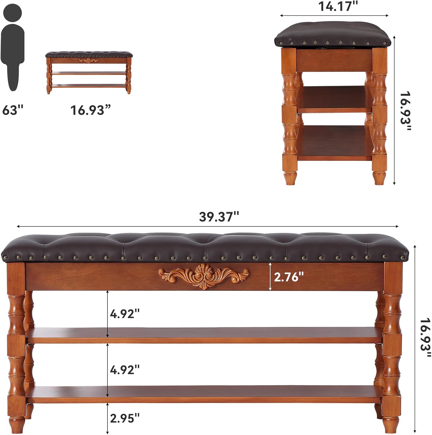 Tribesigns Solid Wood Shoe Bench with Cushion 2 Tier Lift Top, Storge Shoe Bench with Rack for Entryway, 8-10 Pair Shoe Organizer with Hidden Compartment for Hallway, Bedroom, Living Room