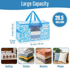 VENO 6 Pack Heavy Duty Moving Bags, Clothes and Comforter Storage Bags with Clear Window, College Dorm Essentials Packing Supplies, Foldable Boxes Alternative (Spring Breeze, 6 Pack)