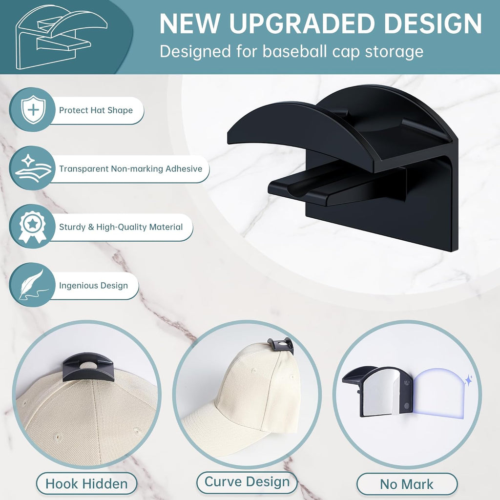 luckin smile Hat Organizer for Baseball Caps - Holds Up to 30 Caps, Includes 4 Hat Hooks, Closet Stackable Hat Box with Cardboard, Sturdy & Durable Dustproof Baseball Cap Organizer (2, Light Gray)
