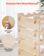 VEVOR 96 Bottle Stackable Modular Wine Rack, 8-Tier Wine Bottle Holder,Solid Wood Floor Freestanding Wine Storage Rack for Pinot Noir Bottles,for Kitchen, Cellar, and Bar, Natural