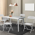 VINGLI 2 Pack White Plastic Folding Chair, Indoor Outdoor Portable Stackable Commercial Seat with Steel Frame 350lb. Capacity for Events Office Wedding Party Picnic Kitchen Dining
