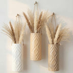 Ceramic Boho Wall Vases Set of 3, 7.9 Inch Modern Hanging Vase for Living Room Bedroom, Farmhouse Art Wall Decor Geometric Minimalist Hanging Flower Vase, Women