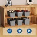 Plastic Storage Bins 6 Pack, Front Handle Design, 11"x5" Pantry Organization and Storage Open Top Baskets for Shelves Closet Cabinet Sink Counter Cupboard Drawer Rridge (Gray)