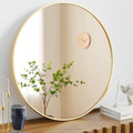 NEWBULIG Round Wall Mirror, 36 Inch Bathroom Mirrors for Over Sink, Wall Vanity Circle Mirror with Matte Metal Framed, Decor for Bathroom, Entryway, Bedroom, Gold
