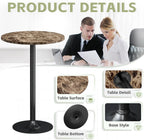 Flamaker Round Bistro Pub Table Modern Style Metal Base MDF Top Cocktail Bar Table Counter Bar Height for Pub, Dining Room, Party (2, Marble-Black)