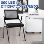 CLATINA Stackable & Foldable Office Chairs with Ergonomic Lumbar Support and Thickened Seat Cushion, Folding Mesh Fabric Reception Guest Chair for School Church Conference Waiting Room Black (2 pk)
