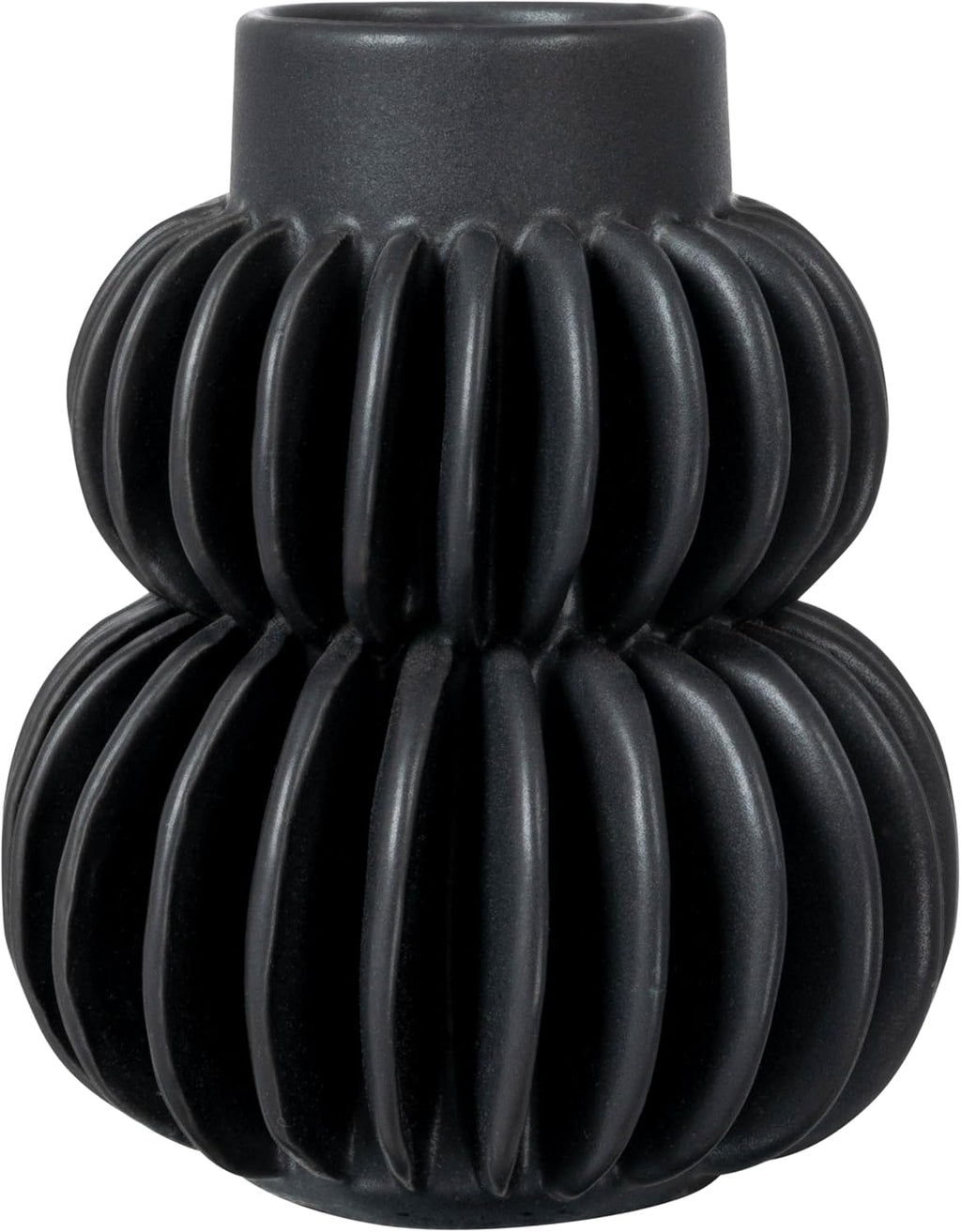 Bloomingville Decorative Pleated Stoneware Vase, Black