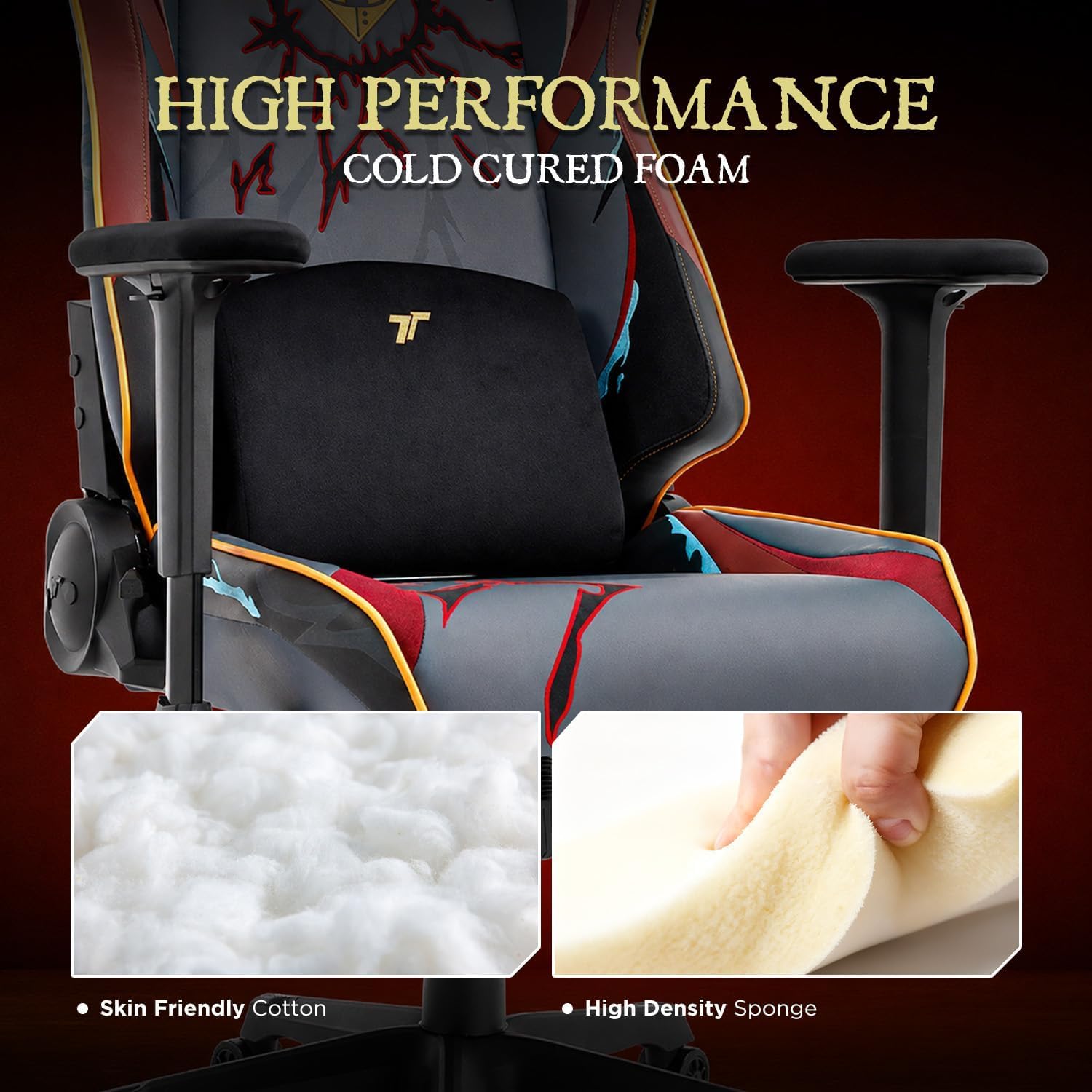 TTRACING Jujutsu Kaisen Yuji Itadori Gaming Chair with 22.6" Wide Seat | Premium faux leather & cold-cure foam, ideal for home office or streaming. Features full-tilt mechanism & 4D armrests.