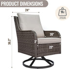 Loungewave Swivel PE Wicker Chair, Outdoor High Back Swivel Patio Chair, 360 Degree Outdoor Swivel Chair with Cushion, Patio Furniture for Porch Balcony Garden, Poolside (Brown/Beige)