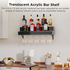 Dethan 2 Tier 32 Inch LED Lighted Liquor Bottle Display Shelf - Wall-Mounted Wine Rack with Multi-Color App & Remote Control, Adjustable Brightness & Sound Modes, Acrylic Bar Shelf for Commercial Club