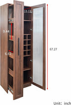 ZeHuoGe Kitchen Pantry Cabinet with Multi-Functional Pull-Out Multi-Tier Storage Shelf,Farmhouse Storage Cabinet with Glass Doors,Pantry Organizers for Kitchen, bar Cabinet,Dining Room