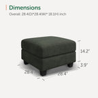 HONBAY Modern Corduroy Ottoman Module Sofa, 28.4 Inch Square Ottoman Bench with Storage, Green