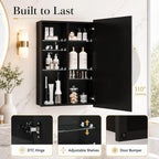 Medicine Cabinet with Mirror, 16 x 24 Frameless Beveled Bathroom Mirror with Storage, Aluminum Recessed or Wall Mount Medicine Cabinet, 6 Adjustable Shelves for Tall Bottles, DTC Soft Close