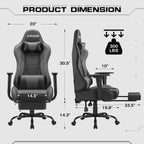 Homall Gaming Chairs, Computer Chair with Footrest and Massage Lumbar Support, Height Adjustable Game Chair with Headrest and Swivel Seat (Light Grey)