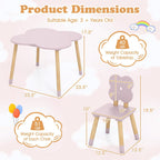 Costzon Kids Table and Chairs, Wooden Toddler Desk Set for Play, Art, Craft, Reading, Learning and Eating, Multi-Activity Table and Chairs for Classroom Daycare Home (Pink, Flower-Shaped)