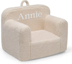 Delta Children Cozee Sherpa Chair – Customize with Name – Foam Kids Chair for Ages 18 Months and Up, Cream
