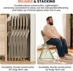6 Pack Folding Chairs, Fabric Dining Chair Set with Padded Cushion and Back, Indoor Outdoor Seat for Home Office, Parties, Events, Wedding, Extra Guest Seating, Desert Khaki