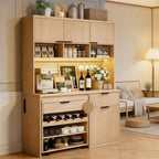 71" Pantry Cabinet,Tall Kitchen Pantry Storage Cabinet with Charging Station and LED Light,Fluted Freestanding Food Storage Cabinet,Farmhouse Kitchen Hutch with Storage Drawers for Living Dining Room